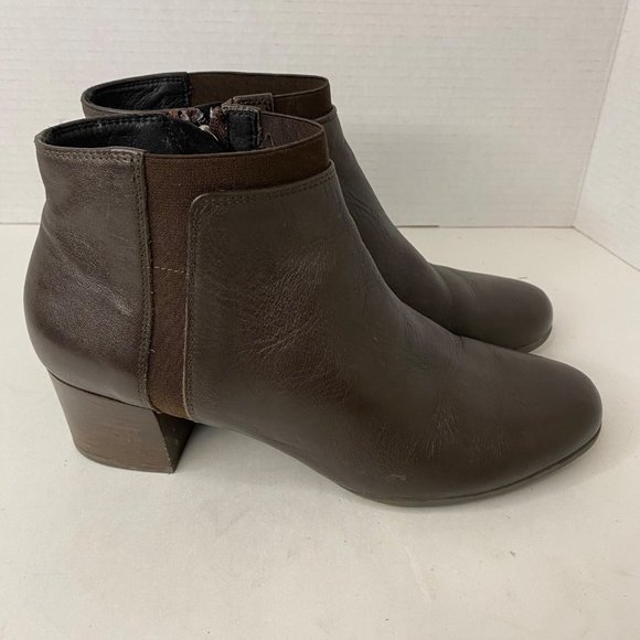 Geox‎ D745VA Brown Leather Ankle Boots Respira Breathable Block Heel Womens 38.5 - Picture 3 of 7